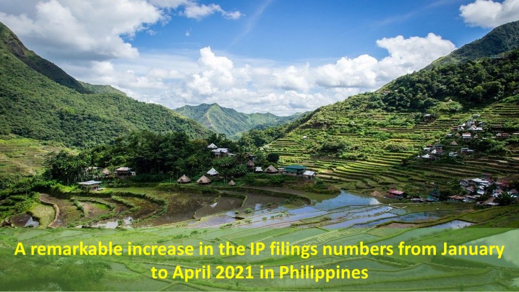 A remarkable increase in the IP filings numbers from January to April 2021 in Philippines